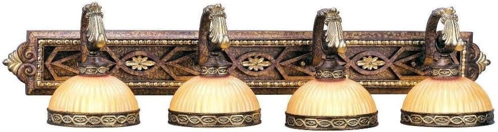 Livex Lighting 8534-64 Seville - 4 Light Bath Vanity, Palacial Bronze/Gilded Finish with Gold Dusted Art Glass
