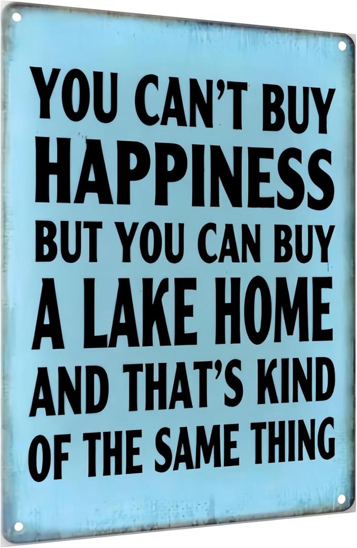 Vintage Lake Home Wall Sign  Metal Lake House Decor for Cabin, Porch, or Outdoor Retreat  Gift for Lake Lovers, 12x8 Inch
