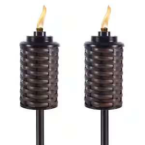 Evergreen 2 Pack Of Ready To Assemble Metal Torches Brown