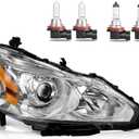 Right Passenger Side Headlights W/Bulbs for 2013 2014 2015 Nissan Altima 4-Door Sedan Headlamp Replacement(DOES NOT FIT XENON/HID)