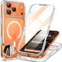Miracase Magnetic Case for iPhone 17 Pro Max Case 6.9", [Camera Control Capture Button] Built-in Glass Screen Protector, Compatible with MagSafe, Full Body Bumper Clear Back Cover (Clear)