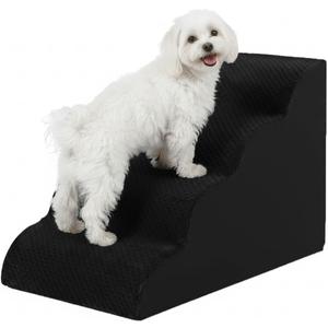 Oiilores Dog Stairs for Small Dogs 19" H, 4-Step Dog Steps Ramp for High Beds and Couch with Anti-Slip Washable Cover and Durable High Density Foam, Pet Stairs for Cats, Black