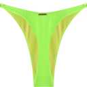 RELLECIGA Women's Adjustable High Cut Thong Bikini Bottom (Neon Green, Small)