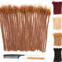 DAIXI 0.6cm & 0.8cm Thickness #30 Brown 6 Inch 30 Strands 100% Real Human Hair Dreadlock Extensions for Man/Women Handmade Permanent loc Extensions Bundles Can Be Dyed Bleached Curled and Twisted