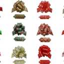 GYDbow 12pcs 4.5 Inch Christmas Pull Bows  Stylish Satin Ribbon Bows in Gold, Red & Green  Perfect for Gift Wrapping, Present Decor & Holiday Baskets