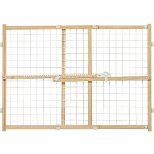 MidWest Homes for Pets Wire Mesh Pet Safety Gate, Dog Gate Expands from 29-40.5 Inches Wide, 24 inches Tall, Wood, Powder Coated Wire (Small)