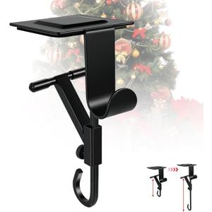 No-Drill Fireplace Stocking and Garland Hanger for Mantel 2-in-1 Adjustable Heavy Duty Christmas Hooks, Tool-Free Clip-On Design Holds Stockings Garland Securely for Indoor Outdoor Decor (1-black)