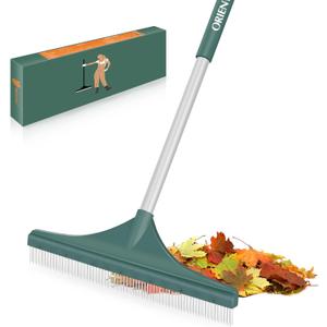 ORIENTOOLS Artificial Turf Rake, 51" Foldable Artificial Grass Rake with Adjustable Steel Handle, Lawn Broom Brush for Astroturf, Carpet Rake Pet Hair, Grass Leaves and Debris