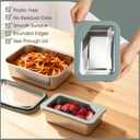 Greentainer Stainless Steel Food Storage Container with Glass Lids, 3 Pack Nested Lunch Boxes, Airtight Lid Food Container for Sandwiches, Snacks, Meal Prep and Kitchen Storage