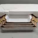 ONEMORE Casserole Dishes for Oven, Ceramic Baking Dish Set of 4, Non-Stick Lasagna Pans with Handles, Rectangular Bakeware Set for Cake, Roasting, Broiling, Gratin, Banquet, Microwave & Dishwasher Safe(3.8/2.6/1.7/1.1 Qt) (White 01)
