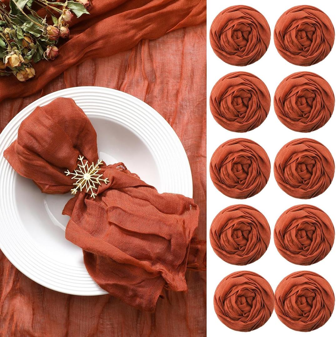 Mixweer 100 Pieces Gauze Cheesecloth Napkins 19.7 x 19.7 Inch with Wrinkled Decorative for Home Wedding Baby Shower Rustic Table Decoration(Terracotta)