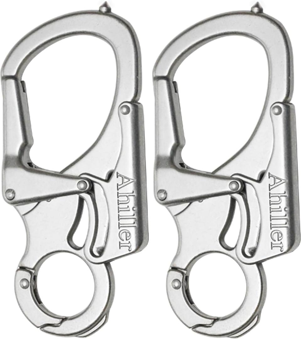 Ahiller Carabiner Keychain Clip, Double Lock Designed - Tungsten Steel Tip, Multifunction Tools for Camping, Hiking, Fishing, Outdoor Survival