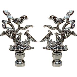Royal Designs, Inc. Nesting Bird Design Finial for Lamp Shade, F-5060CH-2, Chrome - Pack of 2