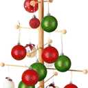 Christmas Tree Ornament Stand Holder with Arms Wooden Christmas Hanger Pretzel Sausage Rack for Counter Top Ornament Display Desktop Tree Holiday Party(17.72 in)