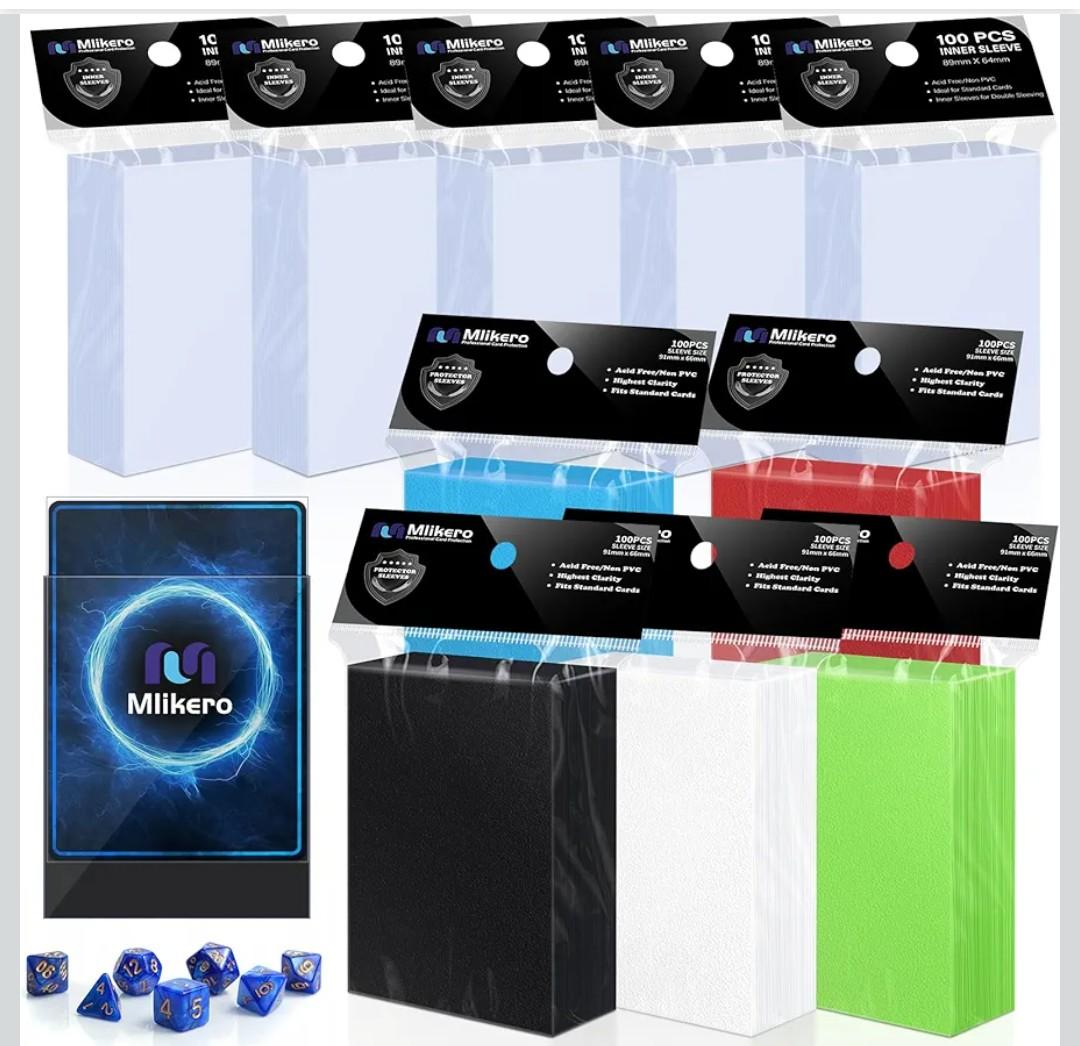 1000 Pack Card Sleeves, 500 Matte Trading Card Sleeve and 500 Inner Sleeves Ideal for Double-Sleeving, Fit for MTG, TCG and Game Cards (5 Colors)