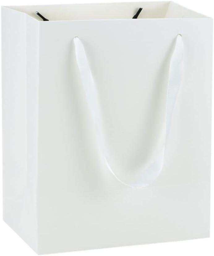 HUAPRINT 30 Pack White Medium Paper Bags with Handles - 8x5x10 inch Gift Wrap Bag for Retail,Party Favor,Merchandise,Business,Shopping,Wedding