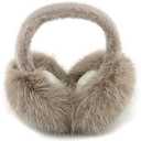 WATAME Earmuffs for Women Girls Faux Fur Fuzzy Headband Foldable Ear Covers Cold Weather Accessory