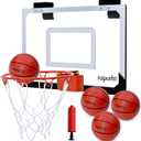 ropoda Indoor Basketball Hoop, Mini Hoop with Remote Controll, 7 LED Lights, 3 Modes Scoreboard, Mini Hoop with 4 Balls Over The Door, Basketball Hoop Indoor, Toys Gifts for Kids Adults