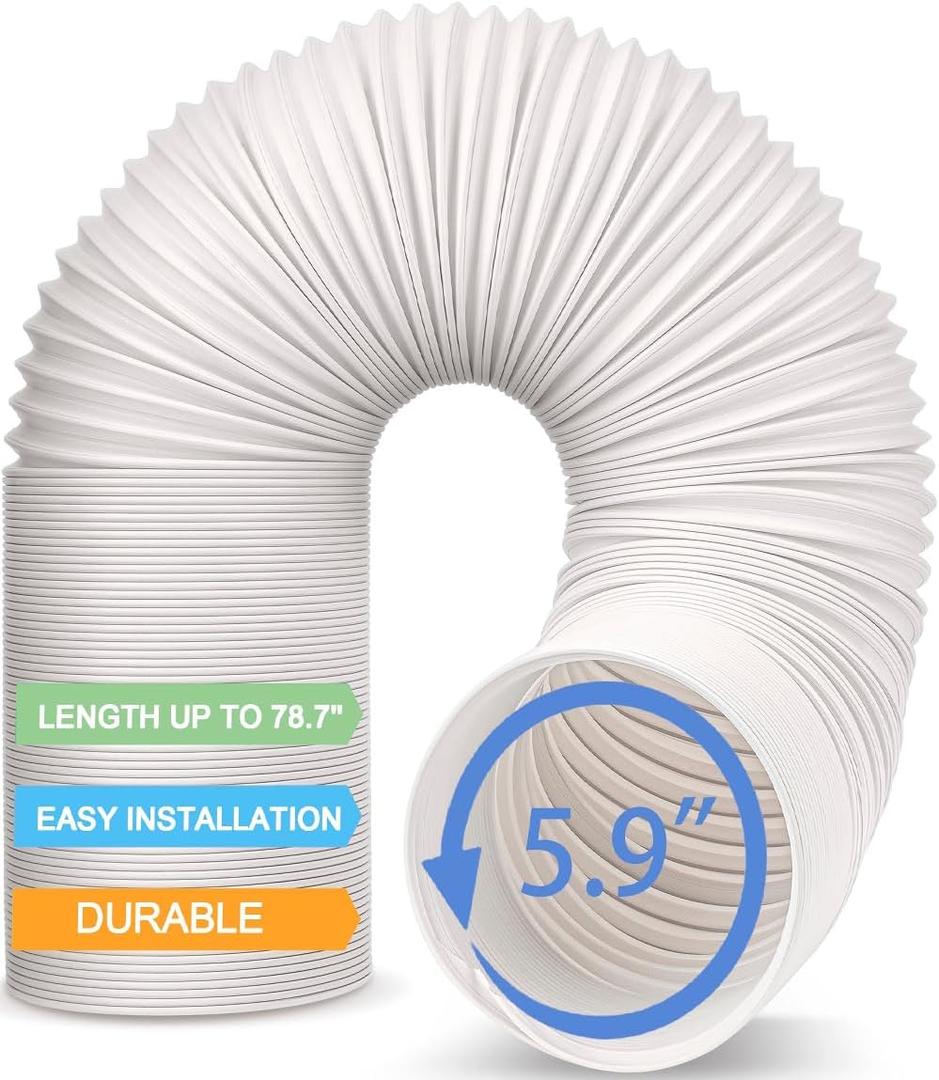 Jin&Bao Air Conditioner Vent Hose, Portable Exhaust Duct with 5.9 (6) Diameter, Counterclockwise Rotation, Length up to 78 Inches, Universal Replacement AC Hoses