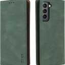ZZXX for Samsung Galaxy S21 FE 5G Case Wallet with Card Holder Kickstand Magnetic Soft Leather Flip Fold Case for Samsung Galaxy S21 FE 5G Wallet Case(Green-6.4 inch)