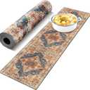 Boho Heat Resistant Table Runner 39.4 x 11.8 Inch Faux Leather & Rubber Waterproof Table Protector Pad Heat Proof Trivet 350f for Hot Plates and Pots from Scratch