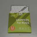 Rabenda 12 Pcs Rug Tape, Non Slip Rug Pads Grippers for Hardwood Floors and Tiles, Reusable Carpet Tape for Area Rugs, Double-Sided Adhesive Rug Stickers Keep Corners Flat (Black)