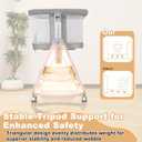 Baby Bassinet,3 in 1 Bedside Bassinet for Baby with Hanging Toys,Foldable Baby Bassinets Bedside Sleeper,4-Sided Mesh Bedside Crib with Wheels and Storage Basket,6 Height Adjustable (Light Grey)