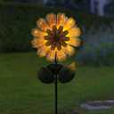 Solar Garden Stake Solar Flower with Fiber Lights Metal Flower Decorative Outdoor Lights Waterproof for Pathway Yard Lawn, Garden Gifts for Women, Mom, Grandma