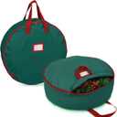 Primode Christmas Wreath Storage Bag 36" - 2 Pack Artificial Wreath Container - Garland Holiday Xmas Wreaths Holder - Sturdy Handles - Inner Straps - Card Slot Zipper Strong Oxford (36 Inch, Green)