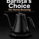 Cocinare Gooseneck Electric Kettle, 1F Temperature Control, 1500W Fast Heating, Pour Over Coffee & Tea Kettle with Brew Timer & Keep Warm, Stainless Steel, 0.9L (Matte Black)