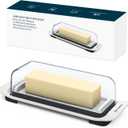 KITCHENDAO Airtight Butter Dish with Lid for Countertop and Refrigerator Door Shelf, Butter Keeper, Plastic Butter Holder Tray Container for West/East Coast Butter, White