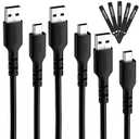 Mini USB Cable 6 FT (3-Pack), USB A to Mini B Charger Cord, Compatible with GoPro Hero 3+, PS3 Controller, Camera, Dash Cam, Texas Instruments Calculators, TI-84, MP3 Player, Garmin GPS, with 5 Ties