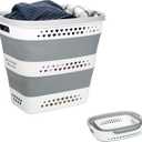 Large Collapsible Laundry Baskets for Dirty Clothes, Plastic Laundry Hamper for Dorm Bedroom Blankets, 43L Foldable Clothes Hamper for Laundry, Space Saving Pop-Up Storage Container/Organizer