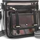 Clear Purse, PVC Clear Crossbody Bags for Women Heavy Duty Transparent Bag for Stadium Events See Through Concert Bag (Semi-black)