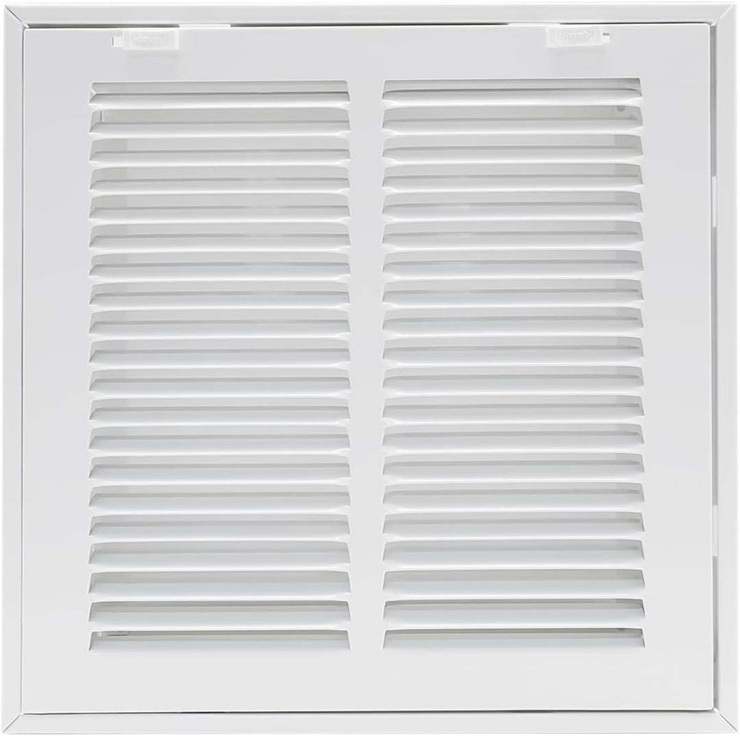 10"W x 10"H [Duct Opening Size] Steel Return Air Filter Grille - Removable Face/Door for 1 inch Filters -HVAC Vent Cover Grill - White [Outer Dimensions: 12 5/8"W X 12 5/8"H]