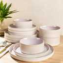 TheTerra Ceramic Dinnerware Sets for 4, 12 Pieces Porcelain Lightweight Plates and Bowls Sets, Scratch Resistant Dish Set, Oven & Microwave & Dishwasher Safe, Primrose Pink