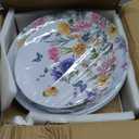 12 Piece Melamine Dinnerware Sets - Plates And Bowls Sets Floral Dinnerware Sets- Spring Camping Dishs Indoor Outdoor Use,Flowers And Butterflies Pattern