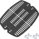 7644 Grill Grates for Weber Q100, Q1000, Q1200, Q120, Q1400, 516001, 516002, 50060001, 51010001, 51060001, Baby Q Cast Iron Grill Parts-2 Pack (Small (Fits Q 100/1000 series))