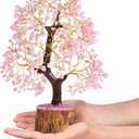 Rose Quartz Crystal Tree Room Decor and Pink Home Decor Healing Crystals Chakra Tree of Life Birthday Gifts for Women Mom Her Sister House Warming Gifts New Home Spiritual Presents Womens Gift (001 Rose Quartz , Golden Wire
