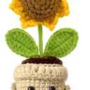 Tiny Detalles Mini Positive Sunflower Crochet, Mothers Day, Mom's Birthday Gift for Women, Appreciation Thank You Gift for Coworker, Friend, Teacher, Sister, 4 PCS