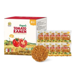 SUNGIVEN Organic Ramen Noodles Tomato Healthy Low Sodium Ready in 3 Minutes Non-Fried Instant No Additives or Preservatives 2.47 OZ (Pack of 10) (EXP 04/17/27)