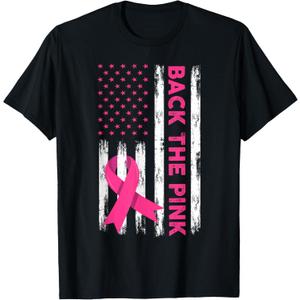 Back The Pink Breast Cancer Awareness T-Shirt Small (Black, L)