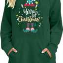 MYHALF Christmas Sweatshirt Women Xmas Tree Hoodies Funny Christmas Long Sleeve Dress Shirt Holiday Sweater Tops with Pockets (Green, XL)