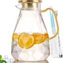 Yirilan Glass Pitcher, 2.2 Liter Water Pitcher With Lid,Iced Tea Pitcher for Fridge,Carafe With Lid, Glass Water Jug For Juice, Milk, Cold Or Hot Beverages, 2 Quart
