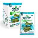 Gimme Seaweed Organic Premium Roasted Seaweed Big Sheets, Sea Salt, Keto, Vegan, Gluten-Free, Great Source of Omega3s and Iodine, Healthy On-The-Go Snack for Kids and Adults, 0.92oz (Pack of 10)
