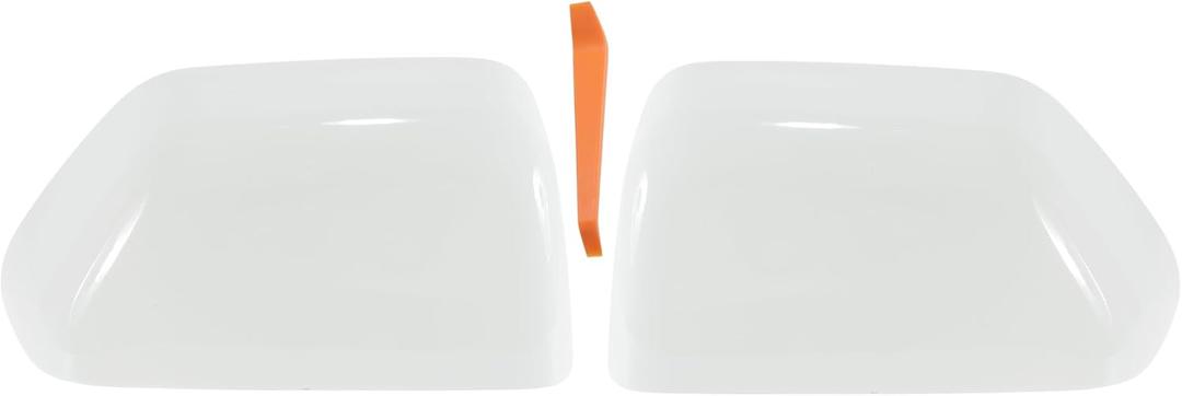 Motoforti 2Pcs White Top Half Mirror Cover Cap for Ford F250 F350 F450 F550 Super Duty 2017-2024 Exterior Door Tow Mirror Cap Cover for Ford F-150 2018-2025 No.HC3Z17D742AA/HC3Z17D743AA