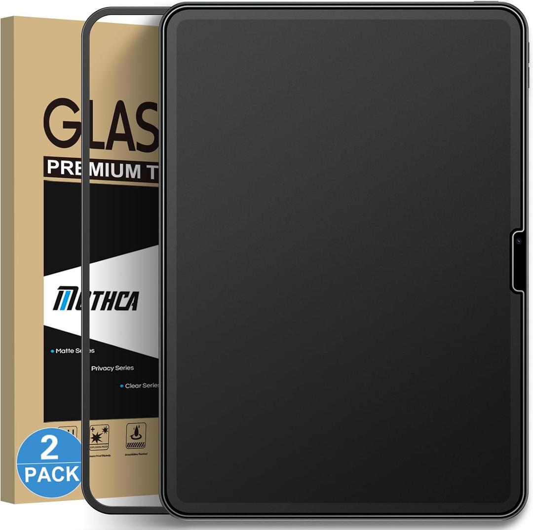 Mothca 2 Pack Matte Glass Screen Protector for iPad Air 11-inch M3 2025 / M2 2024 (7th/6th Generation) with Easy Installation Frame, Anti-Glare & Anti-Fingerprint Tempered Glass Film, Smooth as Silk