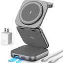 Wireless Charger for MagSafe, AC Island 5-in-1 Portable Travel Charging Station, 15W Max Fast Foldable Magnetic Stand, Evolved for iPhone 16/15/14/13 Series, Apple Watch, AirPods (with 35W Adapter)