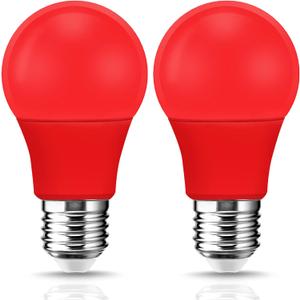 EvaStary LED Red Light Bulb 60W Equivalent, A19 LED E26 Base Red Color Light Bulbs, 9W Bulb for Halloween, Christmas Decoration, Party, Bars, Porch Lights, Holiday Mood Lighting, Pack of 2