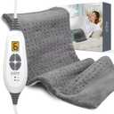 Pure Enrichment PureRelief XL Heating Pad - 12" x 24" Electric Heating Pad for Back Pain & Cramps, 6 Heat Settings, Soft Machine Wash Fabric, Auto-Off & Moist Heat (Charcoal Gray)